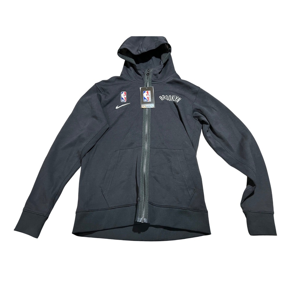 Nike Brooklyn Nets NBA Authentics Dri-FIT Full Zip Hoodie Black Youth M‎ 10-12